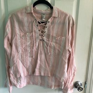 Pink Tie Up Longsleeve Top